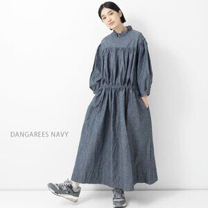 Veritecoeur Frill Gather Dress -- Navy